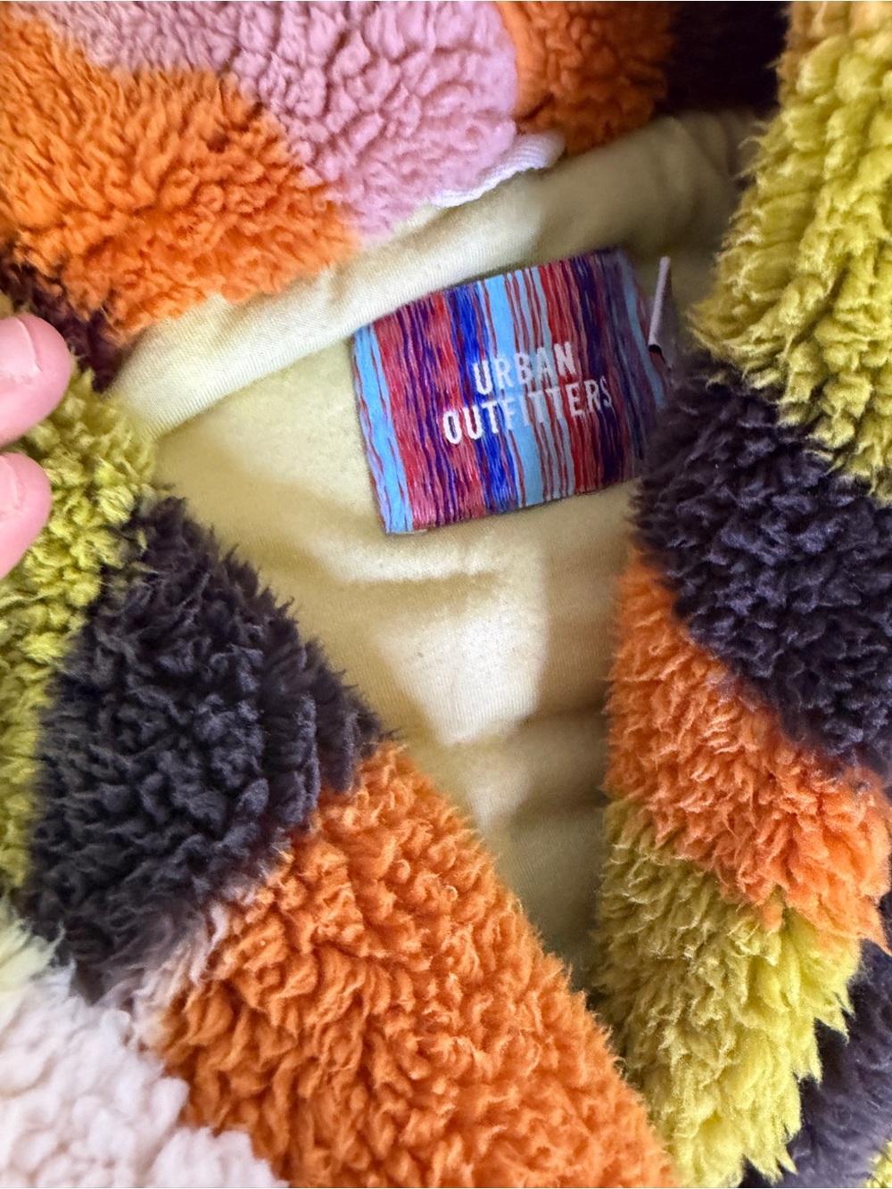 Urban Outfitters Just Chillin Multi-Color Striped Long Sherpa Coat XS/S - Picture 3 of 4